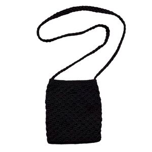 Crochet Mini Black Crossbody Shoulder Bag Coastal Y2K Whimsy Small